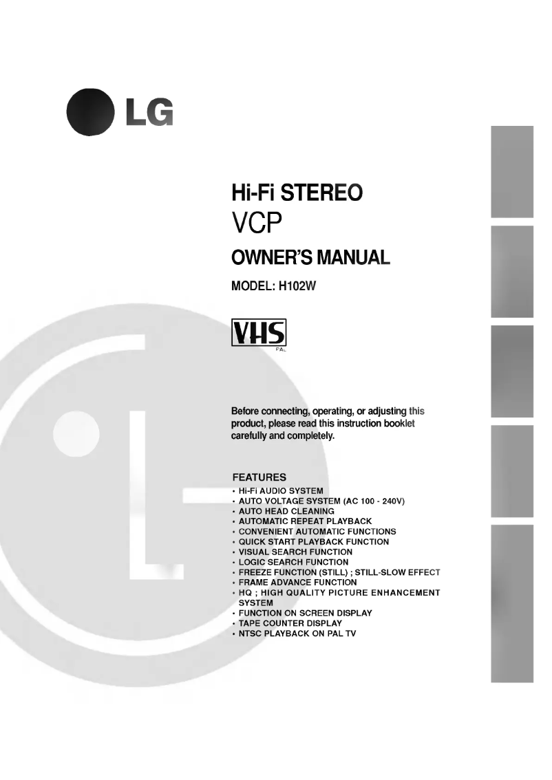 Image de la première page du manuel de l'appareil H102W