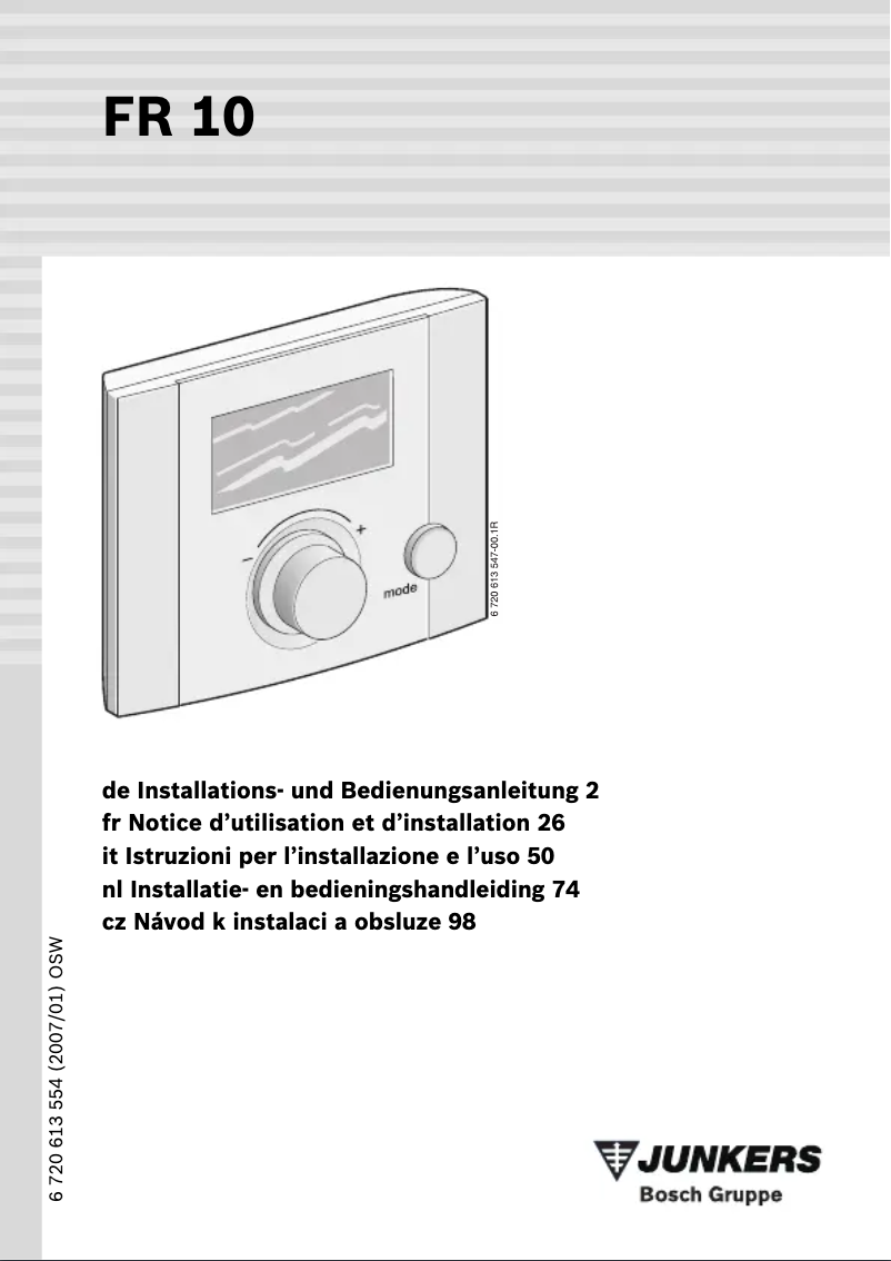 Page n°1 - Manuel utilisateur Bosch FR 10