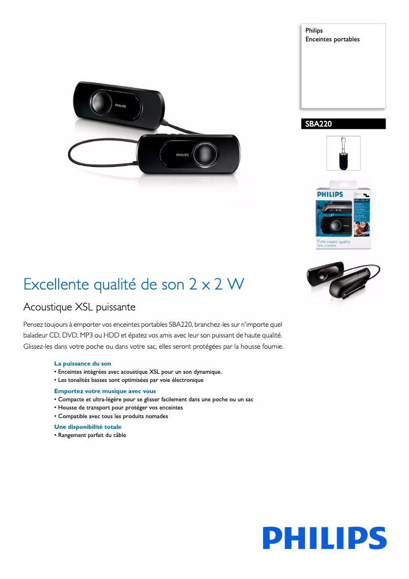 Page n°1 - Fiche technique Philips SBA220