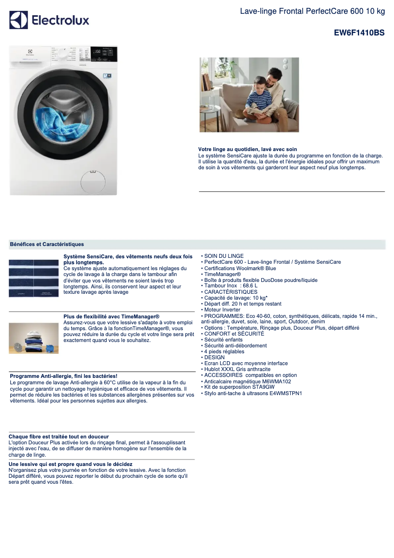 Image de la première page du manuel de l'appareil EW6F1410BS
