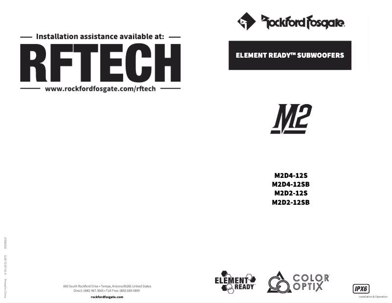 Page n°1 - Manuel utilisateur Rockford Fosgate M2D2-12S