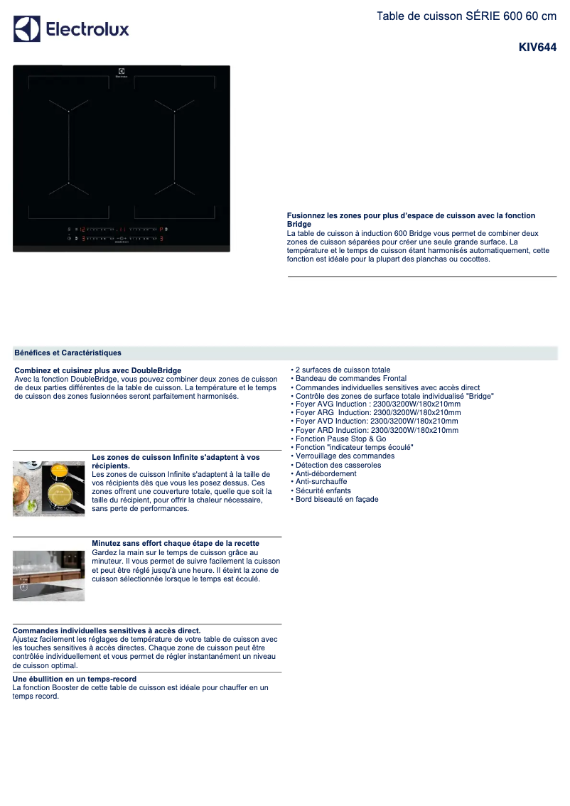 Page n°1 - Fiche technique Electrolux KIV644