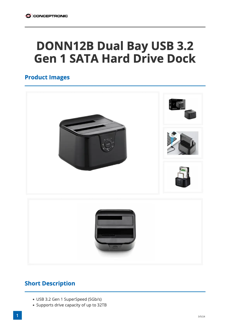 Page 1 de la notice Manuel utilisateur Conceptronic DONN12B