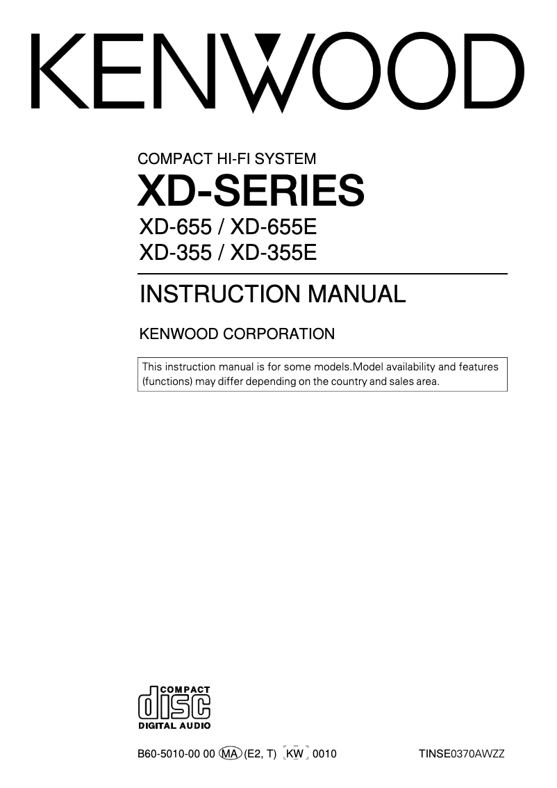 Page n°1 - Manuel utilisateur Kenwood XD-355