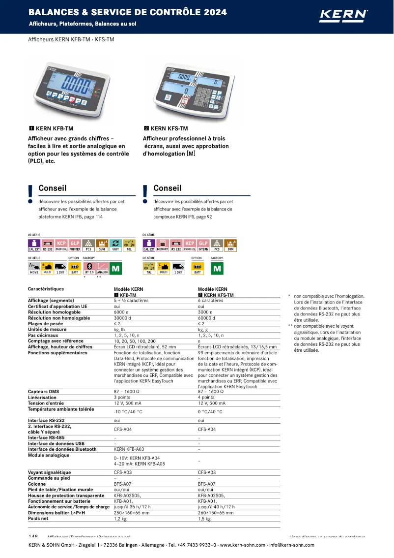 Page 1 de la notice Brochure Kern KFS-TM