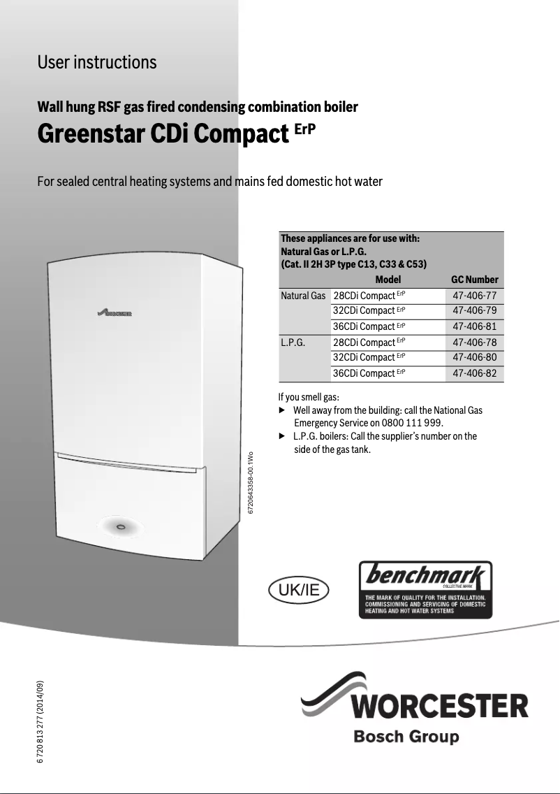 Image de la première page du manuel de l'appareil Greenstar 28CDi Compact