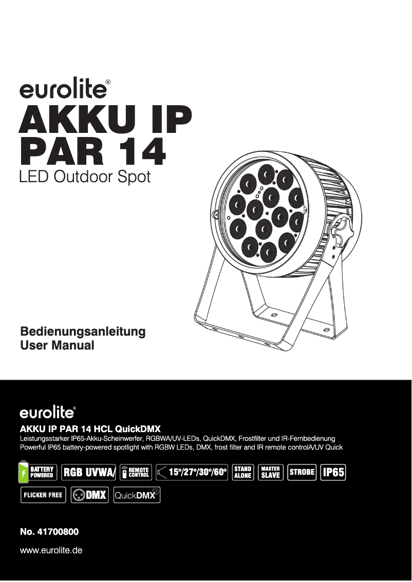 Page n°1 - Manuel utilisateur Eurolite AKKU IP PAR 14