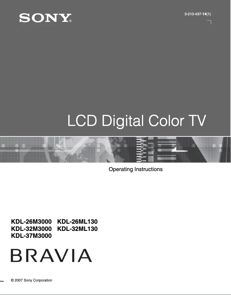 Page n°1 - Manuel utilisateur Sony Bravia KDL-37M3000