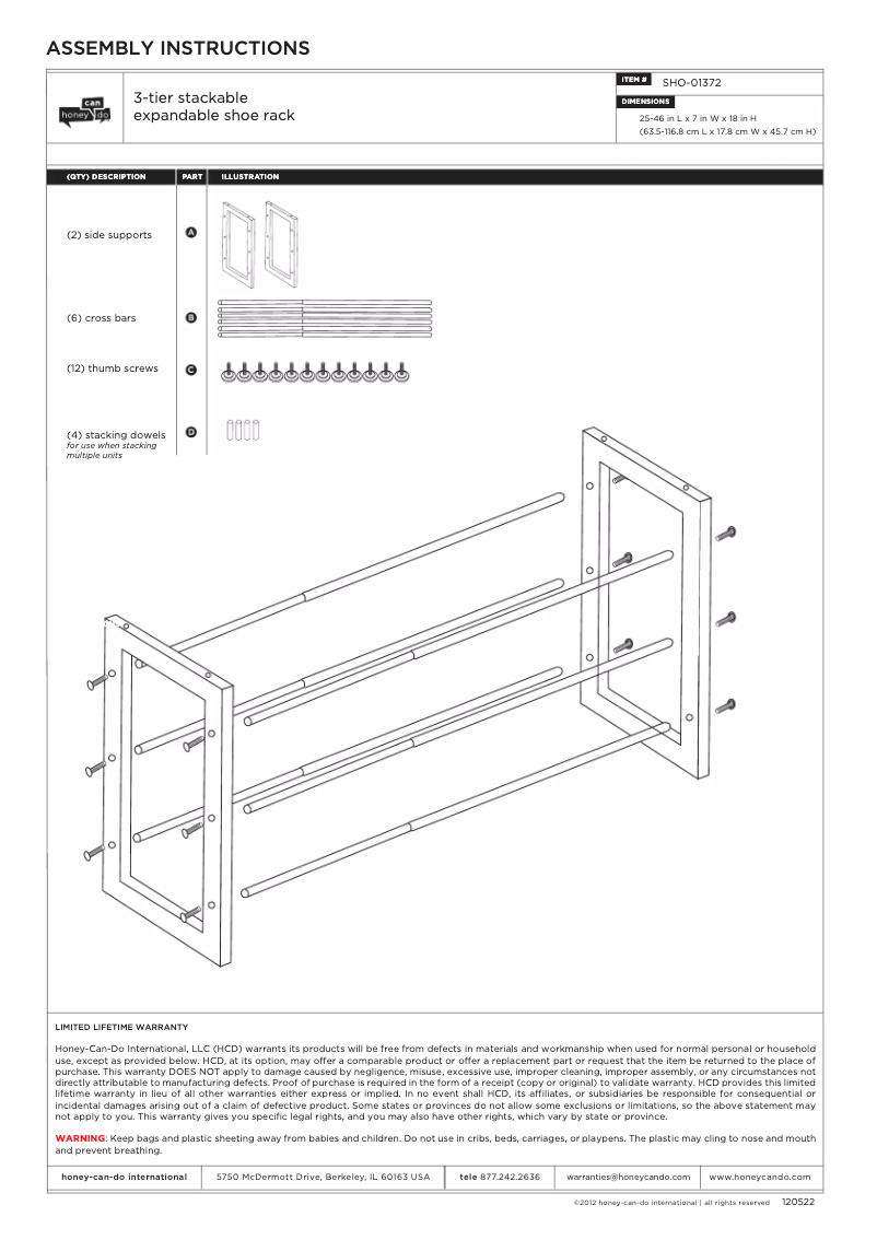 Página 1 del manual Manual de usuario Honey-Can-Do SHO-01372