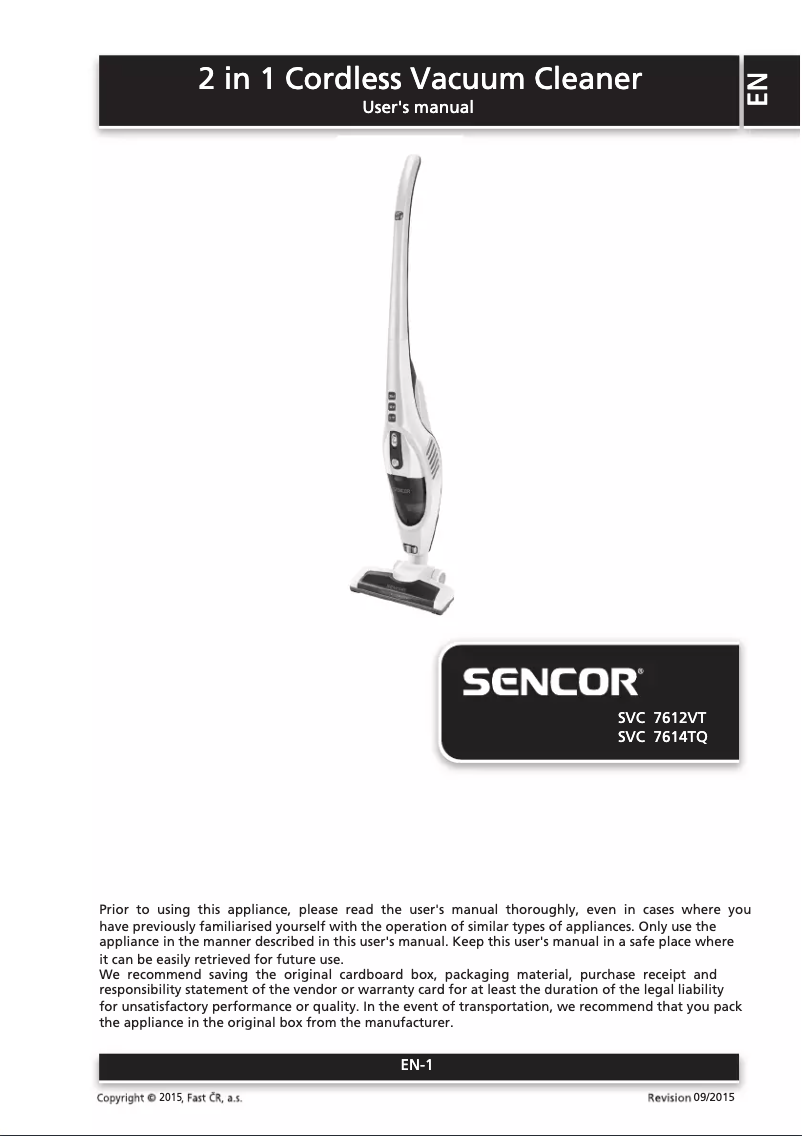 Page n°1 - Manuel utilisateur Sencor SVC 7614TQ