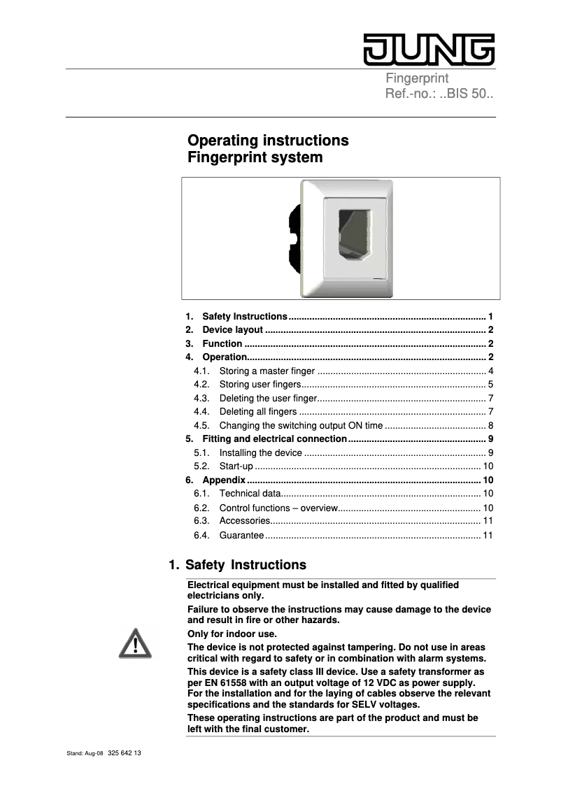 Page 1 de la notice Manuel utilisateur JUNG CDBIS50