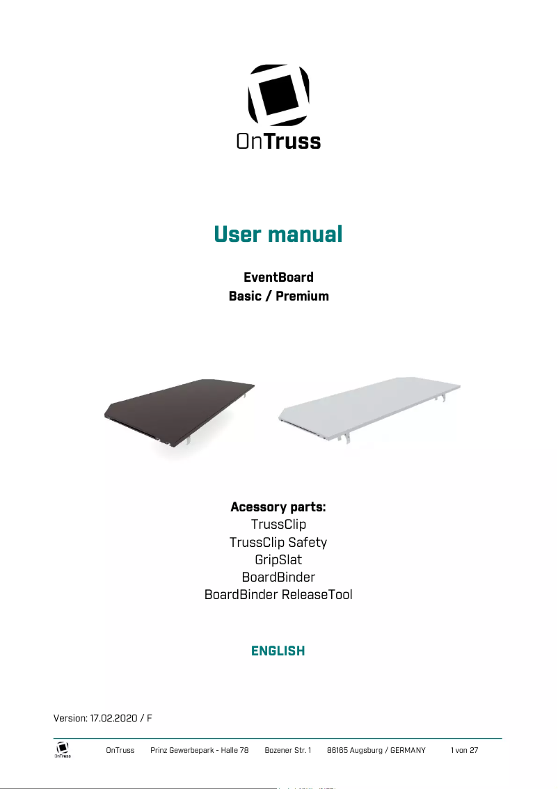Page 1 de la notice Manuel utilisateur OnTruss EventBoard S100 PREMIUM