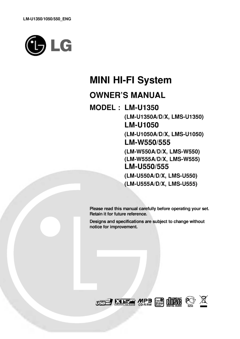 Image de la première page du manuel de l'appareil LM-U555X