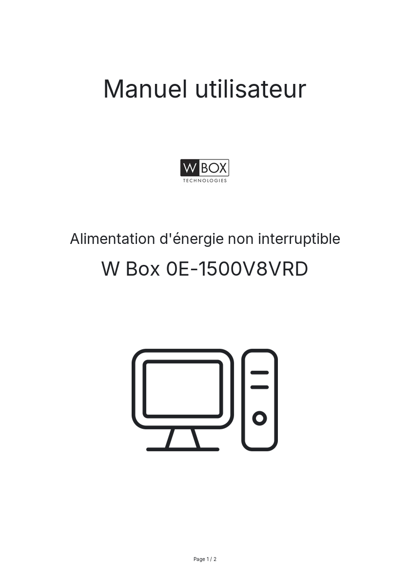 Page n°1 - Manuel utilisateur W Box 0E-1500V8VRD