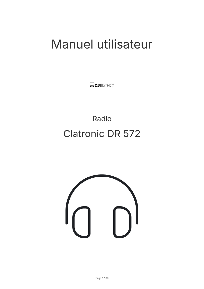 Page n°1 - Manuel utilisateur Clatronic DR 572