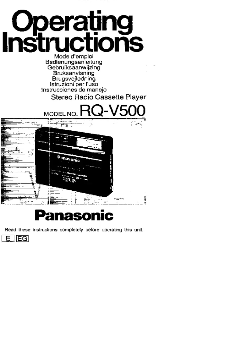 Page 1 de la notice Manuel utilisateur Panasonic RQ-V500