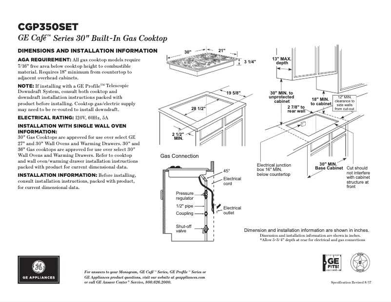 Página 1 del manual Ficha técnica GE Café CGP350SETSS