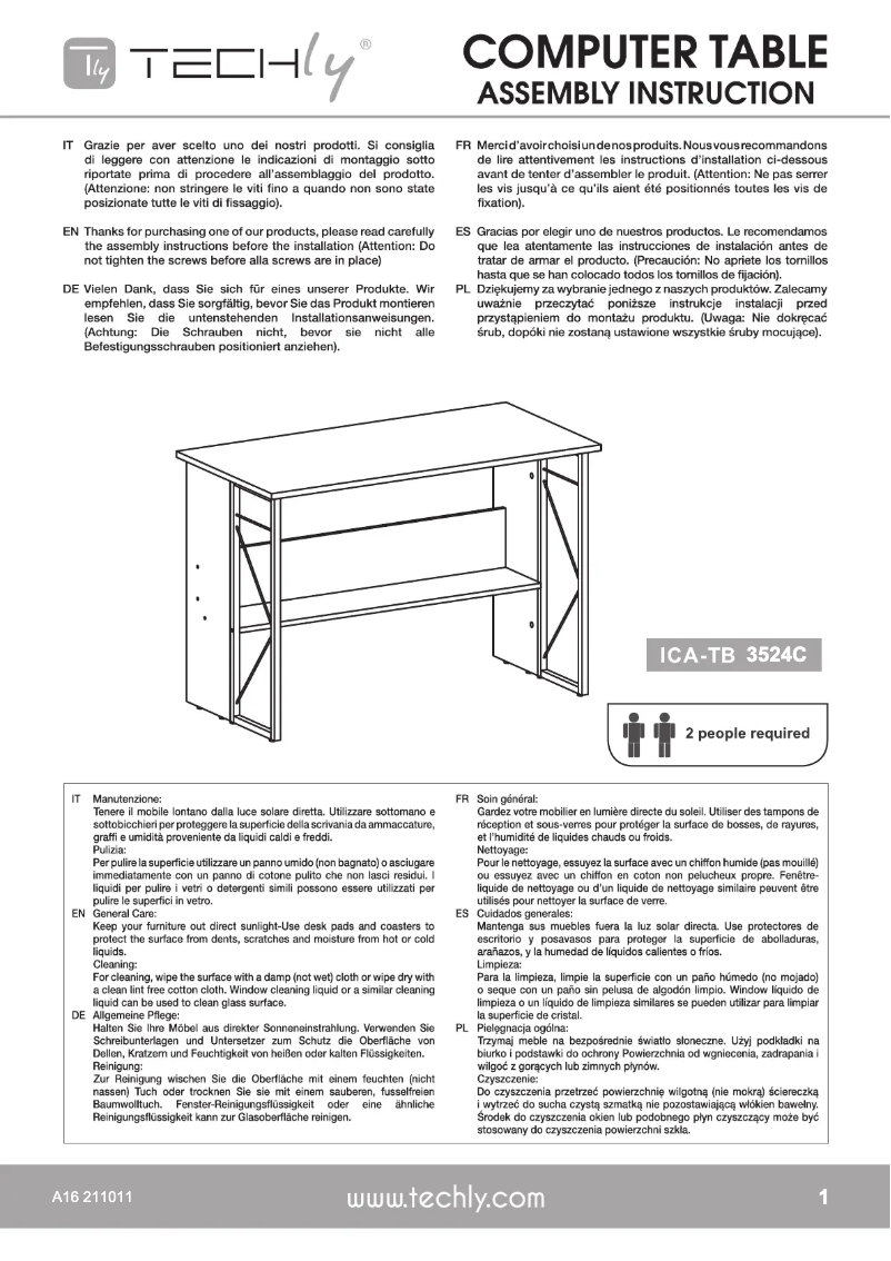 Image de la première page du manuel de l'appareil ICA-TB-3524C