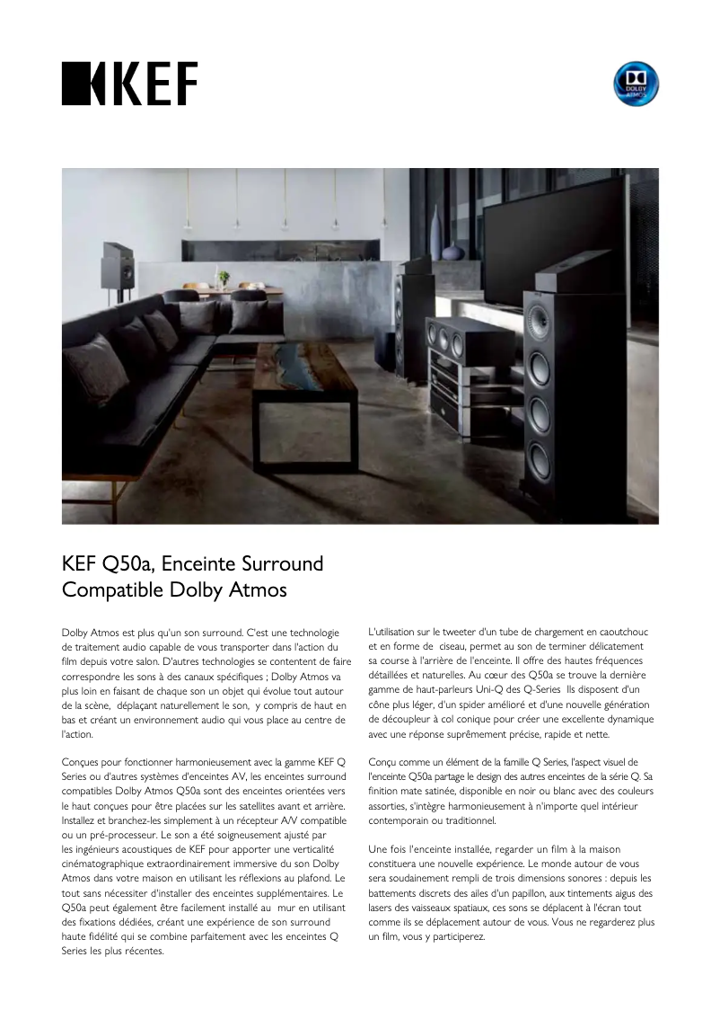 Página 1 del manual Ficha técnica KEF Q50a Dolby Atmos