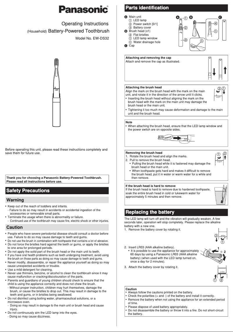 Page 1 de la notice Manuel utilisateur Panasonic EW-DS32