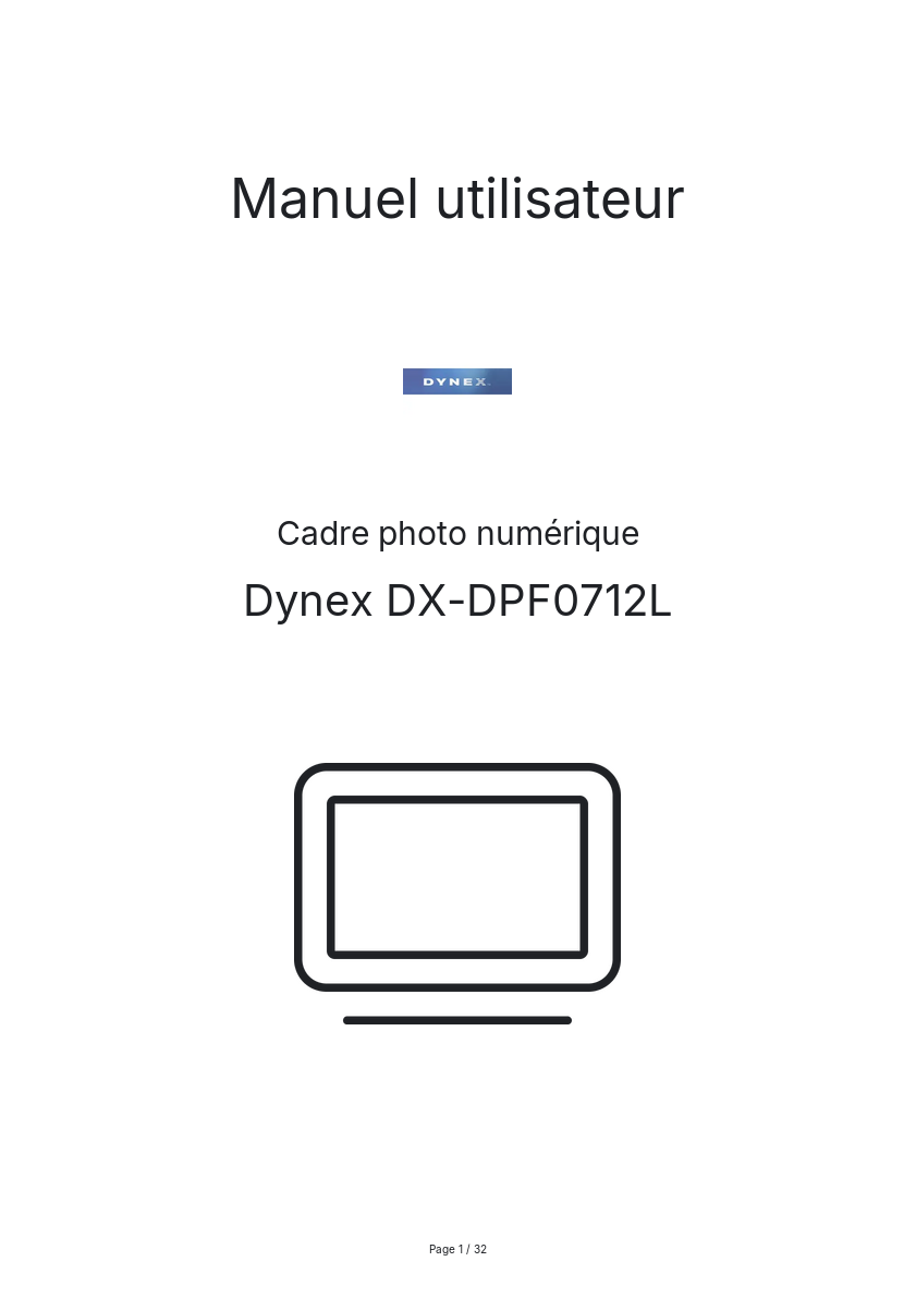 Page n°1 - Manuel utilisateur Dynex DX-DPF0712L