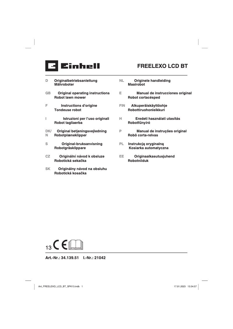 Page 1 de la notice Manuel utilisateur Einhell FREELEXO+