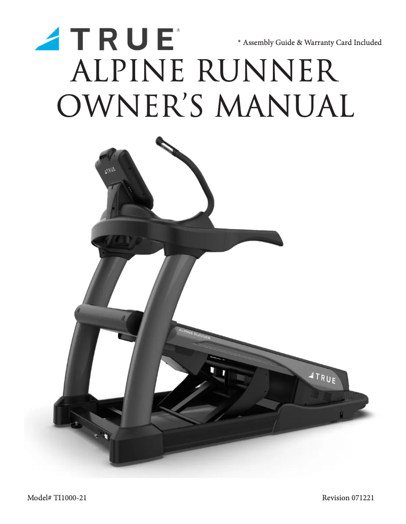 Image de la première page du manuel de l'appareil Alpine Runner Ti1000