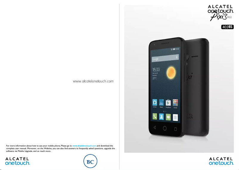 Image de la première page du manuel de l'appareil One Touch Pixi 3