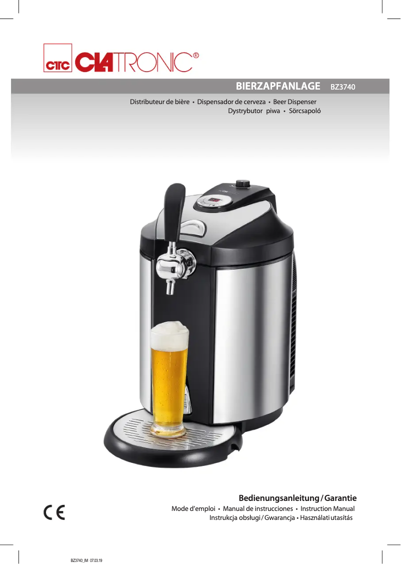 Page 1 de la notice Manuel utilisateur Clatronic BZ 3740