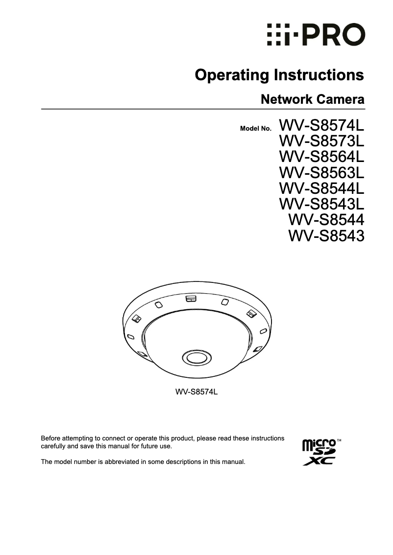Page n°1 - Manuel utilisateur i-PRO WV-S8573L