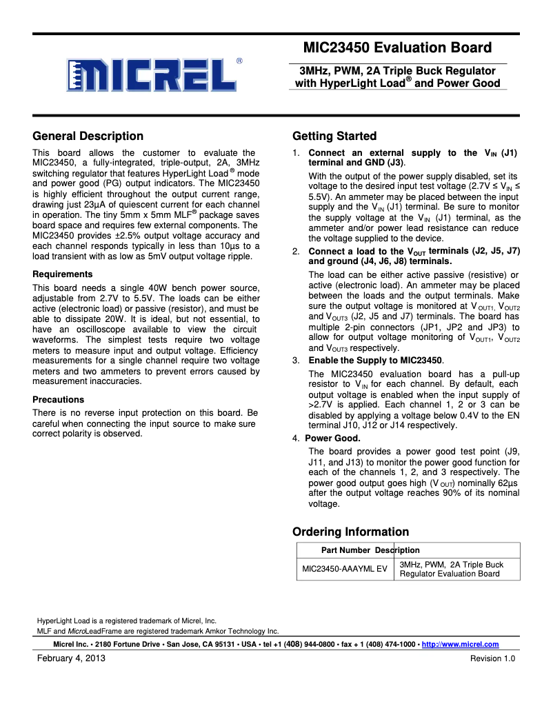Página 1 del manual Manual de usuario Microchip MIC23450