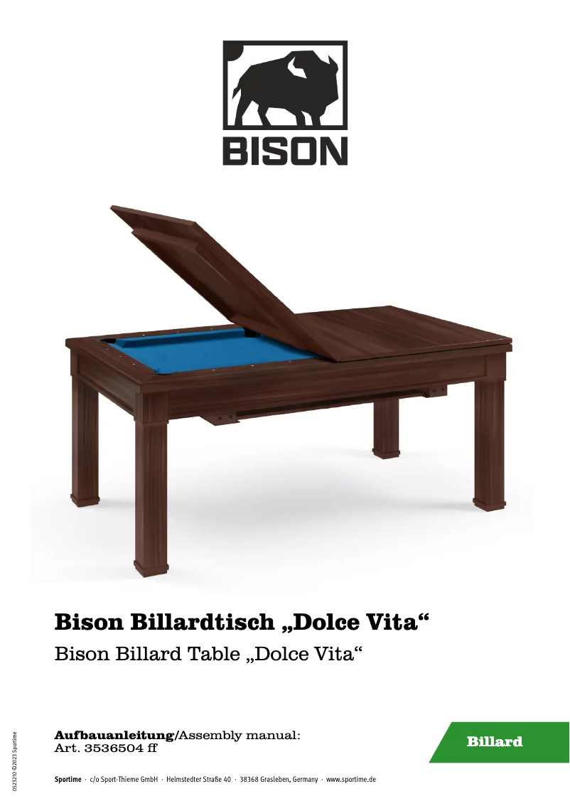 Página 1 del manual Manual de usuario Bison Dolce Vita