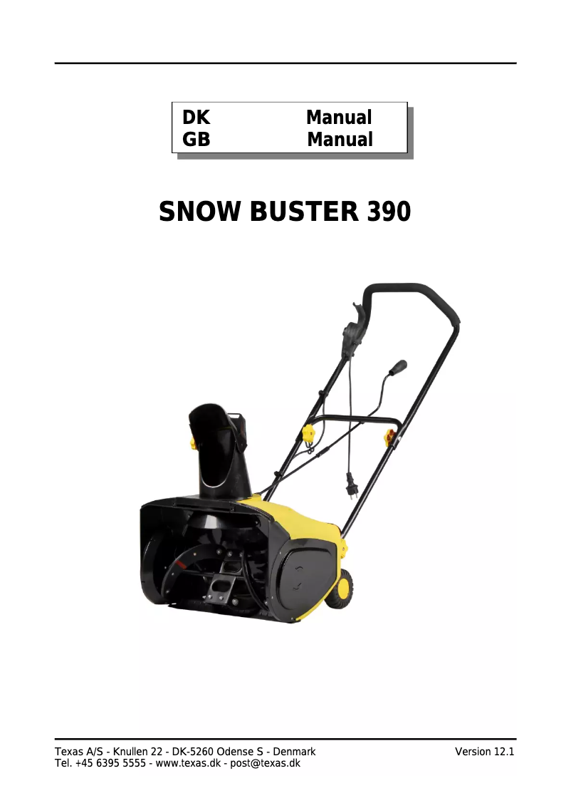 Image de la première page du manuel de l'appareil Snow Buster 390