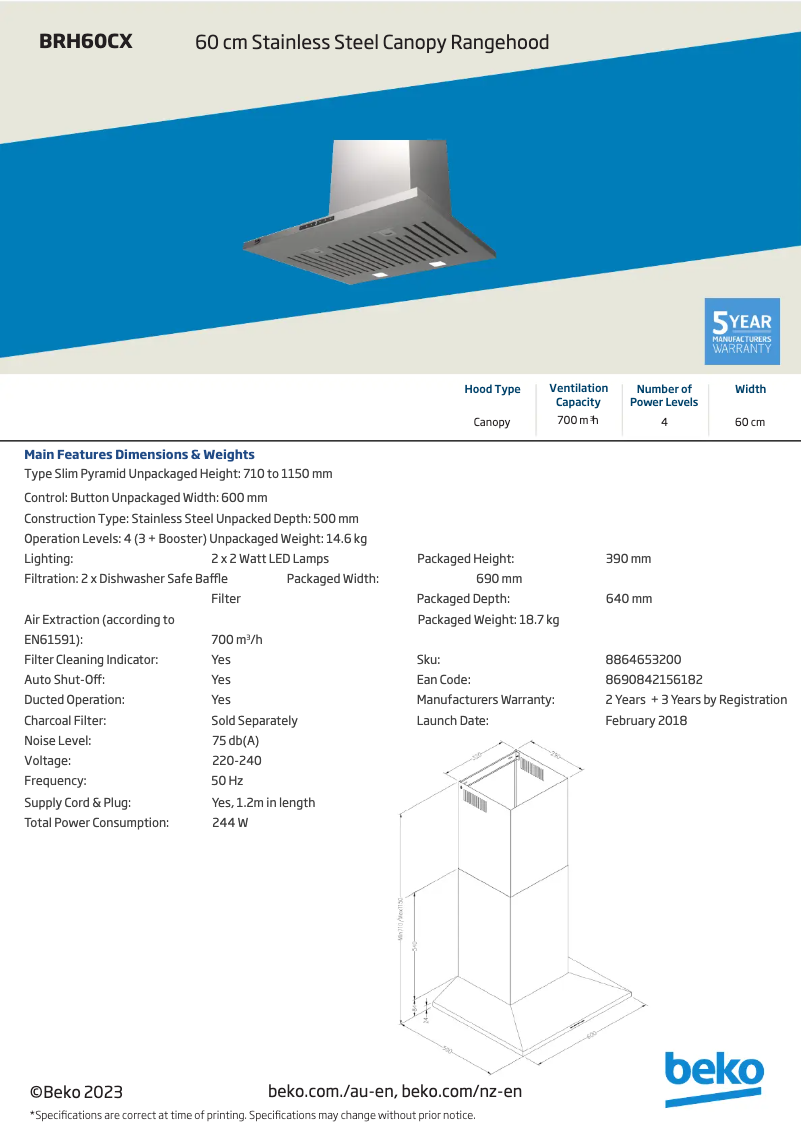 Image de la première page du manuel de l'appareil BRH60CX