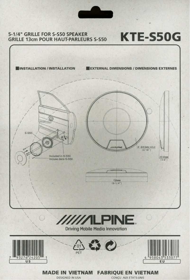 Page n°1 - Manuel utilisateur Alpine KTE-S50G