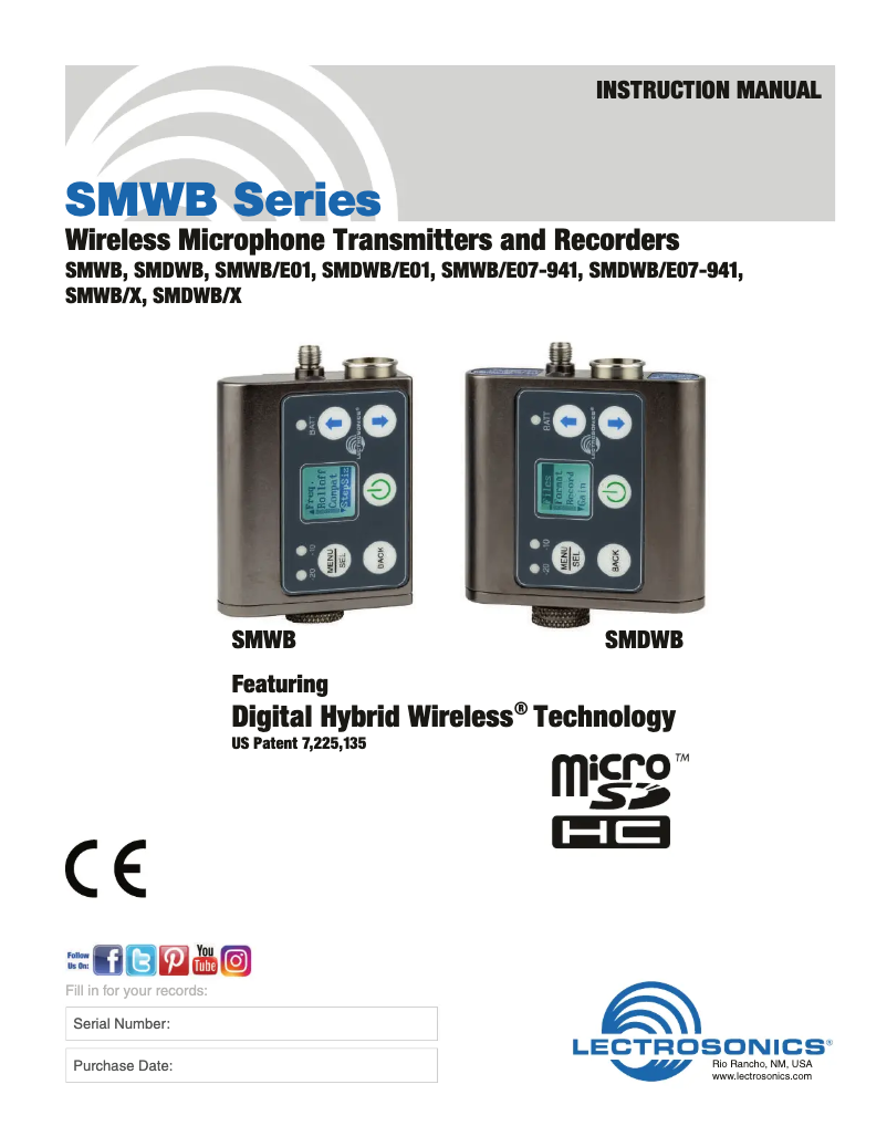Page n°1 - Manuel utilisateur Lectrosonics SMWB/E07-941