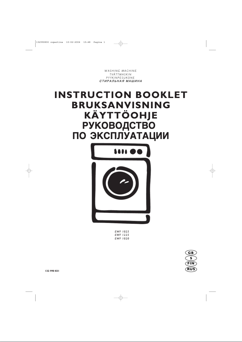 Page n°1 - Manuel utilisateur Electrolux EWF1020