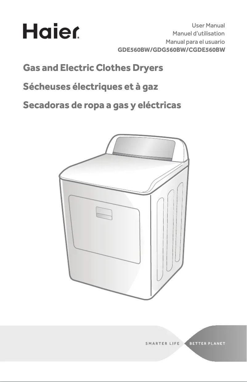 Page 1 de la notice Manuel utilisateur Haier GDG560BW