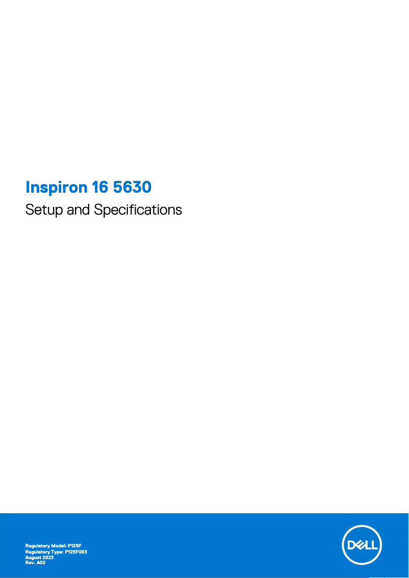 Page 1 de la notice Guide d'installation Dell Inspiron 16 5630