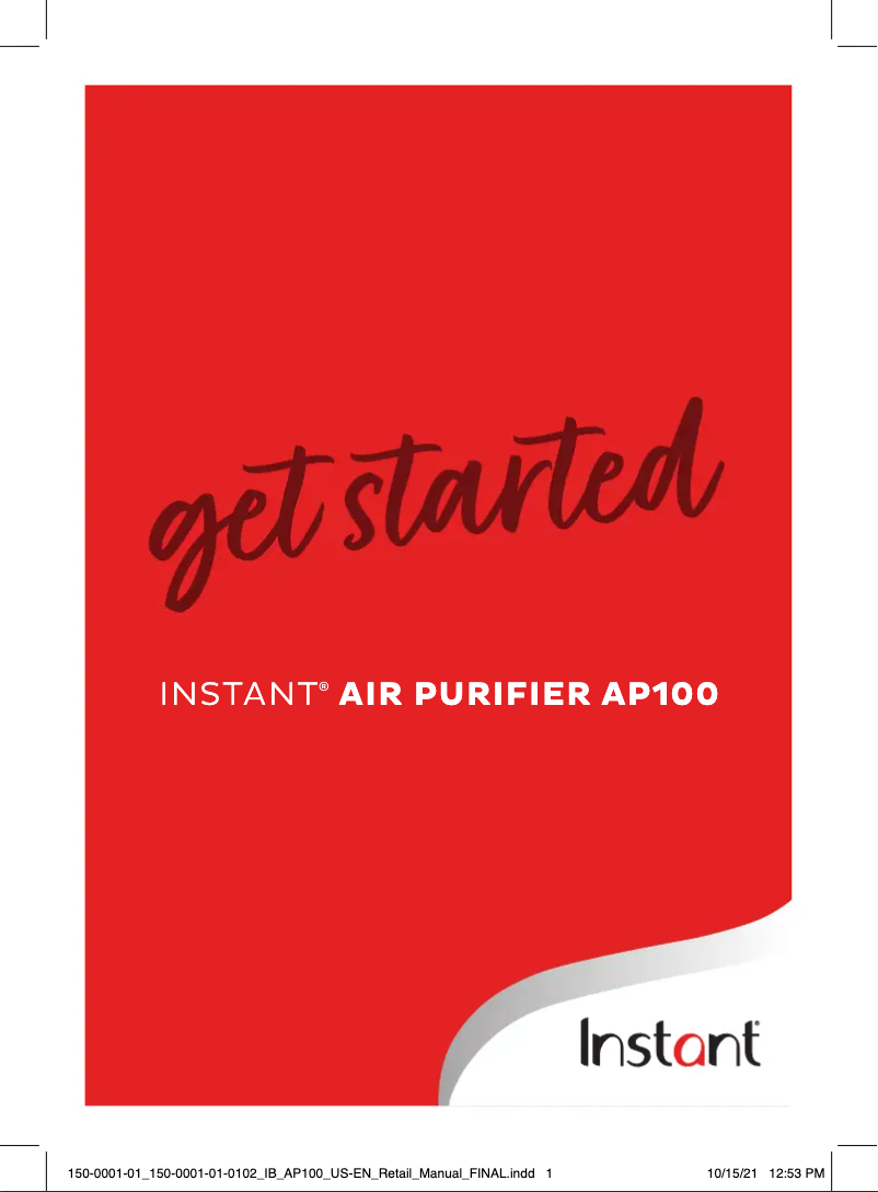 Page 1 de la notice Manuel utilisateur Instant Air Purifier AP100