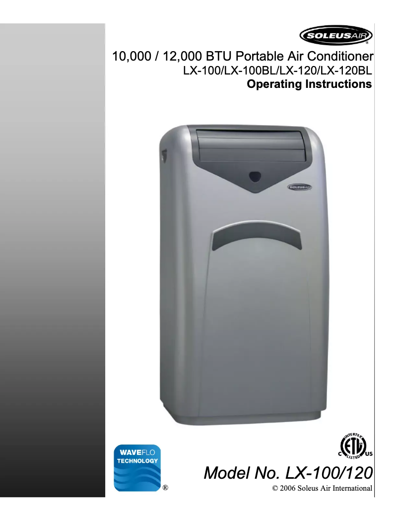 Page n°1 - Manuel utilisateur SoleusAir LX-120