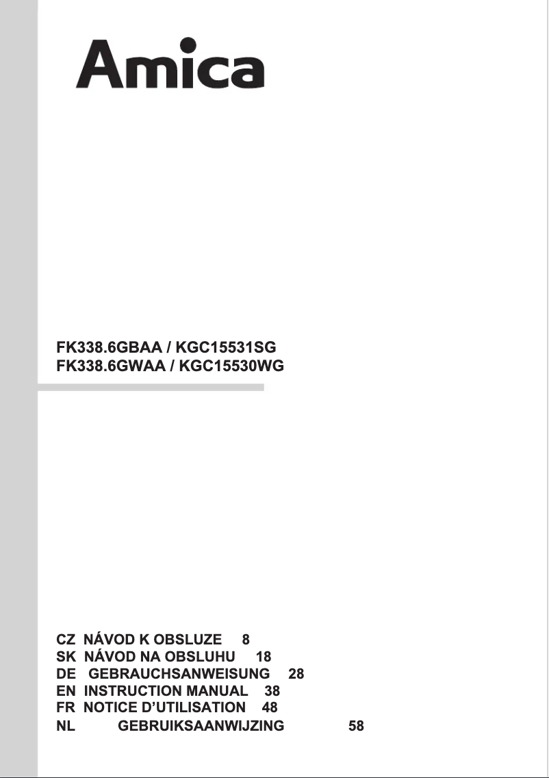 Page n°1 - Manuel utilisateur Amica KGC 15530 WG