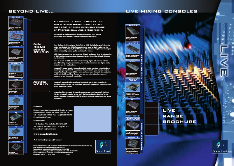 Page n°1 - Manuel utilisateur Soundcraft Spirit LX7