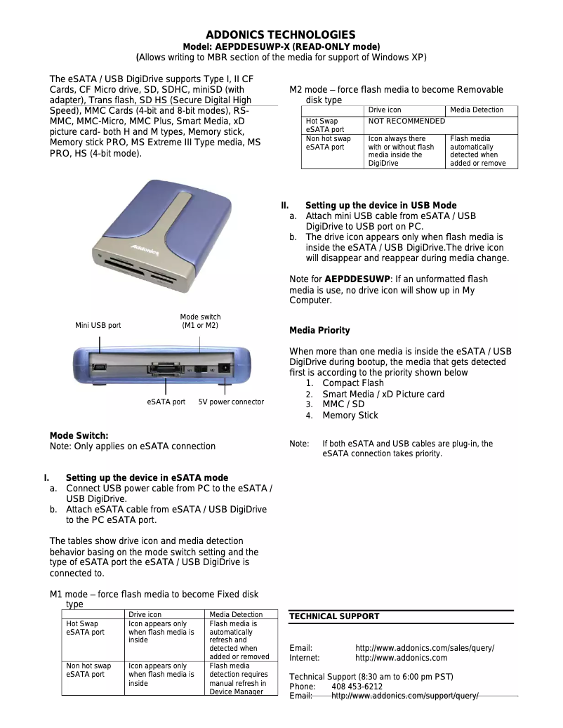 Page 1 de la notice Manuel utilisateur Addonics AEPDDESUWP