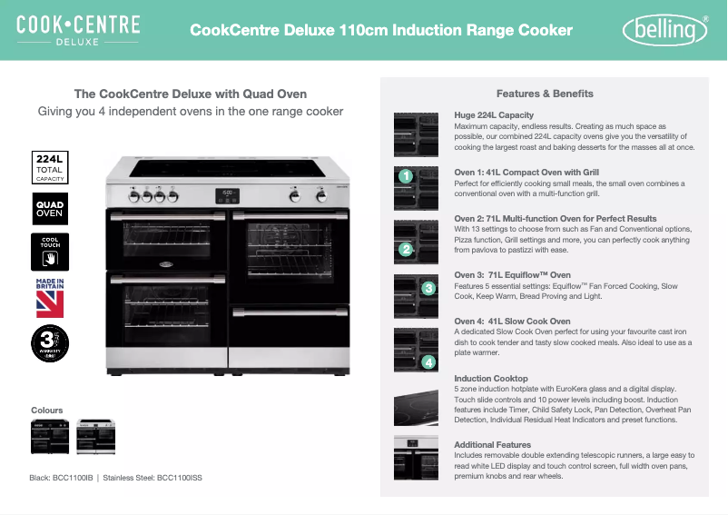 Page 1 de la notice Manuel utilisateur Belling BCC1100IB