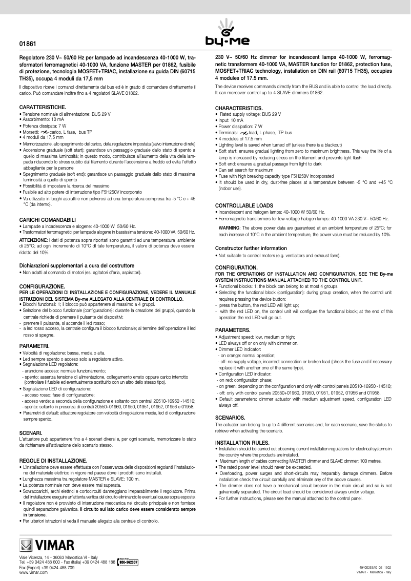 Página 1 del manual Manual de usuario Vimar 01861