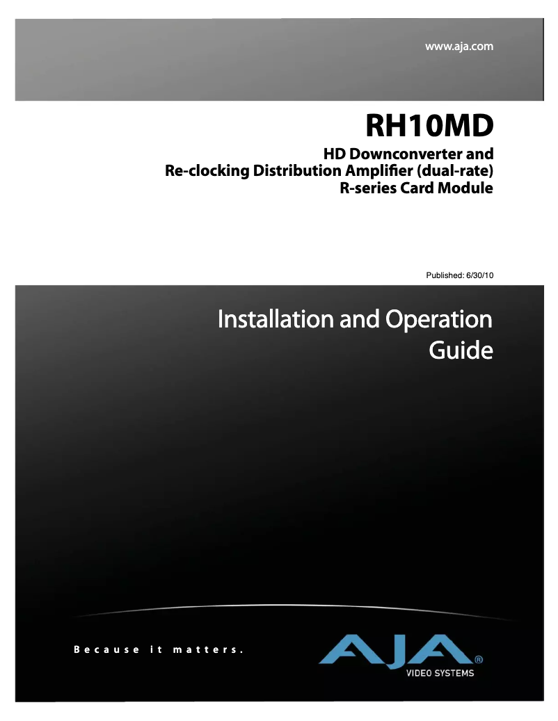 Page 1 de la notice Manuel utilisateur AJA RH10MD