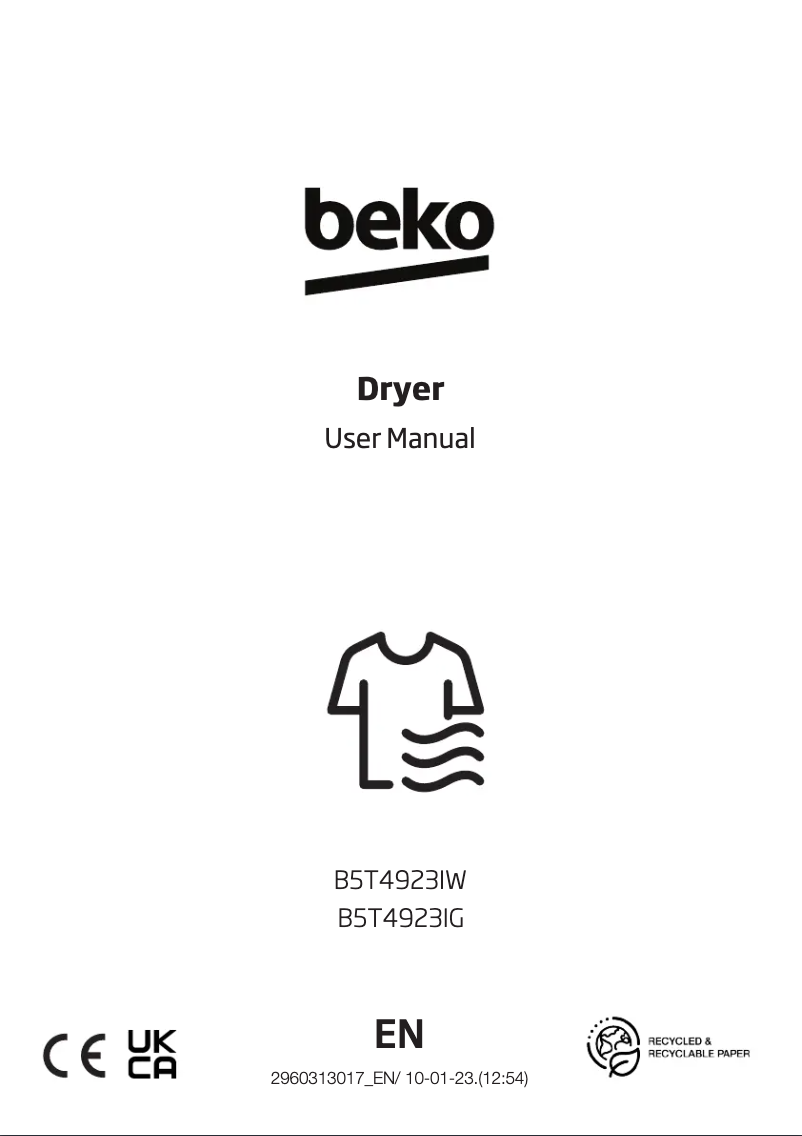 Page n°1 - Mode d'emploi Beko B5T4923IW