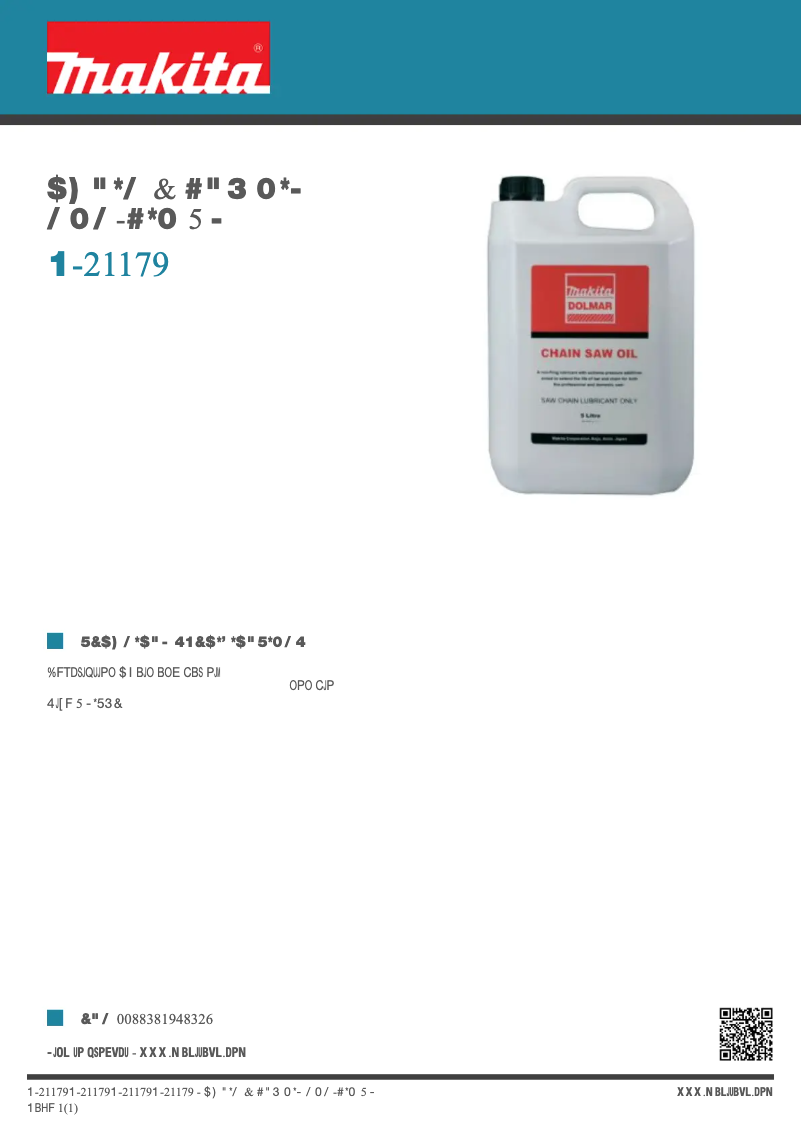 Page n°1 - Fiche technique Makita P-21179