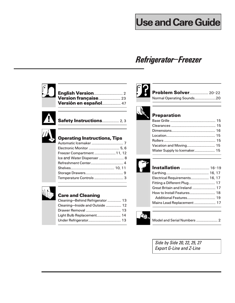 Image de la première page du manuel de l'appareil MSG20GABWW